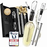 Beyond Weinkühlstab 6-teiliges Geschenk Set aus Edelstahl mit Ausgießer -...