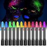 AOOWU UV Bodypainting, 12 Farben Neon UV Kinderschminke Set, Waschbar...