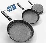 Kiseely Pfannenset 3-teilig, 26cm+28cm+30cm Bratpfanne 3-teiliges Set zum...