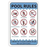 GLOBLELAND Aufschrift Pool Rules Swim at Your Own Risk No Exceptions...