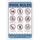 GLOBLELAND Aufschrift Pool Rules Swim at Your Own Risk No Exceptions...
