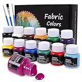LiBozd Stoffmalfarben Textilfarben Waschfest | Set aus 12 x 25ml Stofffarben in...