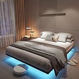 Stonebroo Bettgestell 180x200cm mit Lattenrost, Bett mit Led, Floating Bed...