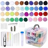 VMUTGA 40 Farben Nadelfilz Set, 72 Stück Filzwolle Nadelfilzen Starter Kit mit...