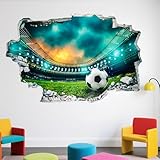 3D Fußball Wandtattoo, Fußball Wandaufkleber Aufkleber, Kinderzimmer...