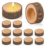 12 Stück Teelichthalter Holz, Kerzenhalter aus Holz Votivkerzenhalter,...