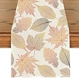 Herbst Ahornblätter Tischläufer, Waschbar Herbstlicher Läufer, Herbstlaub...