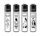 Clipper® Feuerzeuge im Multipack - 4er Set mit coolem Look - Nachhaltig NEU -...