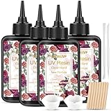 MZJAUVF 4PCS UV Harz, 400g UV Harz Klar, UV Resin Hart, Verbessertes...