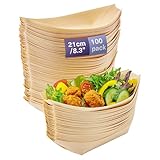 MATANA 100 Schiffchen Snackschalen, 21cm - Bambus Schalen, Einwegschalen,...