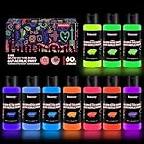Fantastory Leuchtfarben Nachtleuchtend Farbe 10x60ml, Wasserfest Acrylfarbe Glow...