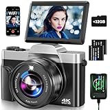 Digitalkamera, 4K 64MP Autofokus Kamera Fotokamera Mit WLAN, 3' 180° Klappbarer...