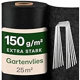 Praknu Gartenvlies 150g/m² mit 12 Erdankern – Extra Stark & Reißfest –...