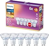 Philips LED Classic GU10 Lampen Warm Glow 6-er Pack (50 W), dimmbare Reflektor...