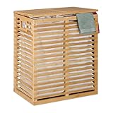 Relaxdays Wäschekorb mit Deckel, 2 herausnehmbare Säcke, je 44 l, HBT:...