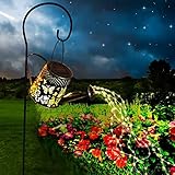 Solar Gießkanne mit Lichterkette Gartendeko, LED Solar Lichterkette Aussen...
