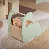 Joyz Spielzeugkiste aus Holz, Dino, 57x31,5x49 cm, Grün-Natur, Kinderregal mit...