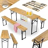Juskys Bierzeltgarnitur Bichl 3-teilig & klappbar 170x46x77 cm - Gartenmöbel...