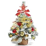 Weihnachtsbaum Klein Künstlich 45CM, Mini Tisch Christbaum mit Beleuchtung 30...