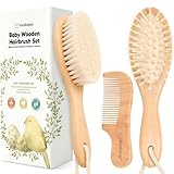 Baby Haarbürste & Baby Kamm Set - Baby Bürste mit weichen Ziegenborsten, Holz...