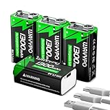 9V Akku wiederaufladbare, Wavypo 1300mAh Lithium batterien, mit...