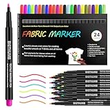 KUOFANY 24 Textilstifte Waschmaschinenfest, Textilmarker Textilmalstifte,...