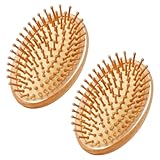 2 Stück Holzmassagekamm,Bambus Kopfhautmassagegerät Holzhaarbürste...