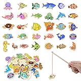 OFFCUP Angeln Spielzeug, 31 Stück Magnetisches Angelspiel, mit zwei Angeln,...