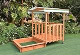 Mucola Sandkasten rollbar Sandbox mit Abdeckung und Sonnenschutz aus Holz für...
