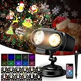 NACATIN Projektor Weihnachten, 2-in-1 LED-Projektor mit 12 austauschbaren Folien...