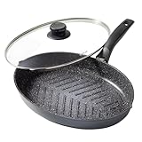 STONELINE XXL Pfanne Oval Fischpfanne Schnitzelpfanne 35 x 24 cm, Aluguss Pfanne...