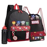 Marvel Schulrucksack Set mit Rucksack Kinder, Turnbeutel, Federmäppchen Jungen,...