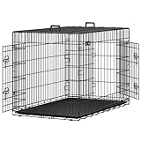 FEANDREA Hundekäfig, klappbar, Länge 122 cm, 2 Türen, XXL, schwarz PPD48H