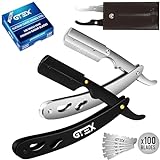 GTEX Rasiermesser Herren mit 100 Premium GTEX Klingen und Ledertasche - 2...