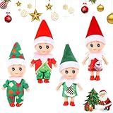 TOKIISHE 4 Stück Mini-Puppe Elf Weihnachten Baby, Weihnachtselfen Figuren für...