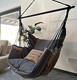 Izabell® Hängesessel mit Großen Kissen – XXL Schaukelstuhl und Hängematte...