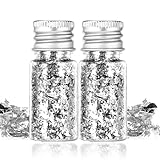 2 Flaschen Gebäck Blattgold Flocken, Dessert Goldfolie Flocken Multifunktion...