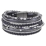 StarAppeal Armband Wickelarmband mit Perlen, Strass, Ketten und Flechtelement,...