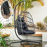 LKINBO Polyrattan Hängesessel mit Gestell Outdoor Indoor, Korb Hängestuhl...