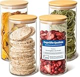 Praknu Vorratsgläser mit Deckel Luftdicht - 4x 1200ml - Vorratsdosen Glas mit...