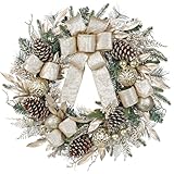 Arbrous Türkranz Weihnachten 60 cm Künstlicher Adventskranz Weihnachtskranz...