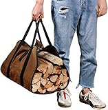 ZONSUSE Canvas Brennholz Log Tragetasche, Kaminholztasche Wasserdicht Outdoor,...