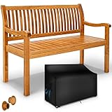 tillvex Gartenbank Holz 2-3 Sitzer inkl. Abdeckung wetterfest 125 cm | Parkbank...