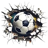 Aupawdy 3D Fussball Wandtattoo, Fußball Wandaufkleber Kinderzimmer Durchbruch...