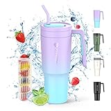 CS COSDDI Thermobecher mit Strohhalm, 40oz Kaffeebecher to go mit Stroh und...