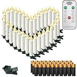 XMTECH 30 Stück LED Kerzen LED Lichterkette Kabellos Warmweiß Kerzenlichter...