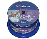 Verbatim DVD+R - 4.7 GB, 16-fache Brenngeschwindigkeit und bedruckbar, Hardcoat...