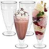 HEFTMAN Eisbecher Glas - 4er Set Hohe 350 ml Eisbecher Glas Set mit Retro,...