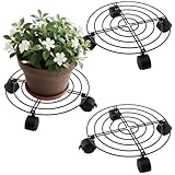 HEIYUET 3 Stück Schwarz Pflanzenroller Metall Rund, 27cm Durchmesser Rund...