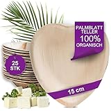 Waipur Bio Palmblatt Teller - 25 Stück Herz 15 cm - Premium Einweggeschirr -...